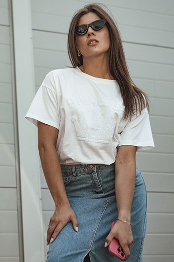 Damen Basic T-shirt PRINCY Farbe Weiß DSTREET RY2647