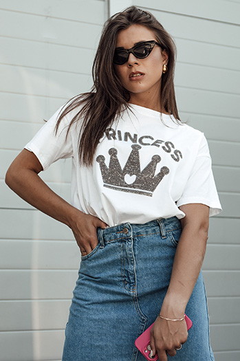 Damen T-shirt mit Aufdruck PRINCY  Farbe Weiß DSTREET RY2650