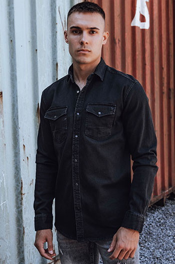 Herren Jeanshemd schwarz Dstreet DX2586