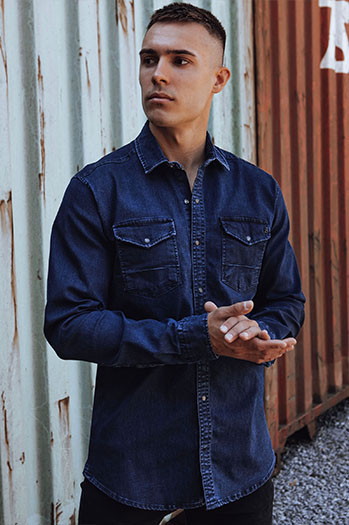Marineblaues Denim-Hemd für Männer Dstreet DX2587