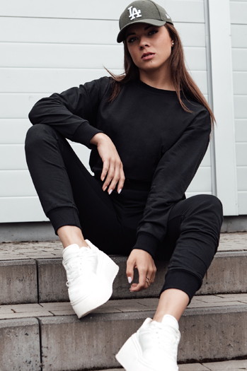 Klassisches Damen-Sweatshirt von CASUALVIBE schwarz Dstreet BY1298