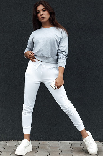CASUALVIBE Damen klassisches Sweatshirt hellgrau Dstreet BY1300