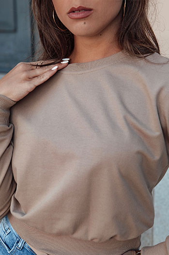 CASUALVIBE Damen klassisches Sweatshirt hellbraun Dstreet BY1302