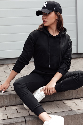 Damen TRENDHOOD Hoodie schwarz Dstreet BY1307