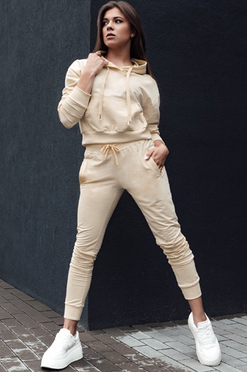 Damen TRENDHOOD cremefarbener Hoodie Dstreet BY1308