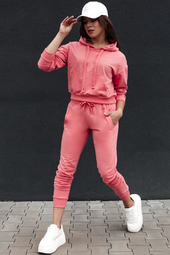 TRENDHOOD Damen Kapuzenpullover koralle Dstreet BY1309
