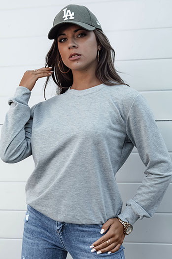 Damen GLAMFLAIR Sweatshirt hellgrau Dstreet BY1315