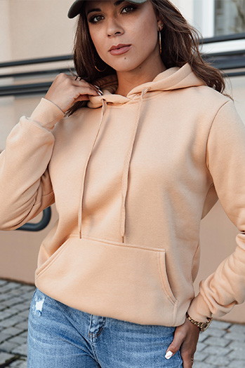 Damen BASIC Sweatshirt mit Kapuze in camel Dstreet BY1330