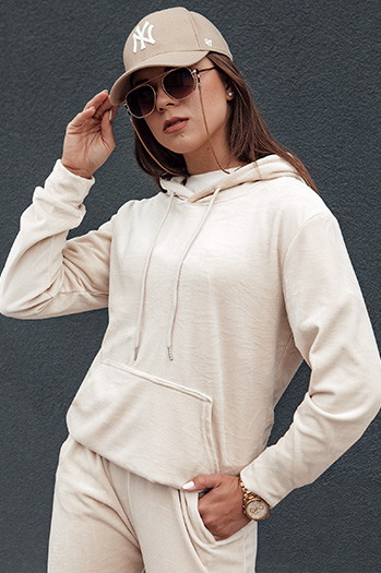 Damenset aus Velours RELAX FIT ecru Dstreet AY1066