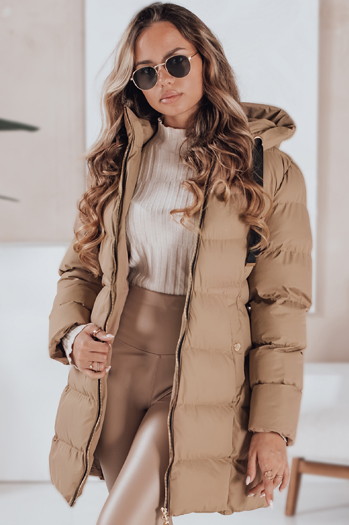 Damen Winterjacke mit Kapuze GABRIELLE dunkelbeige Dstreet TY4363
