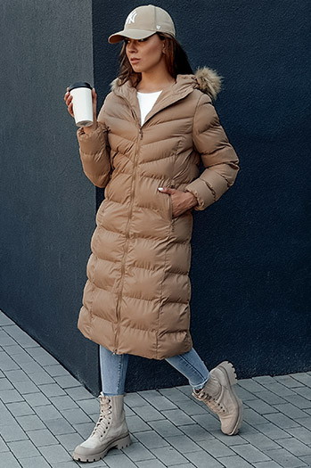 Damen Wintermantel LUXWARM dunkelbeige Dstreet TY4375