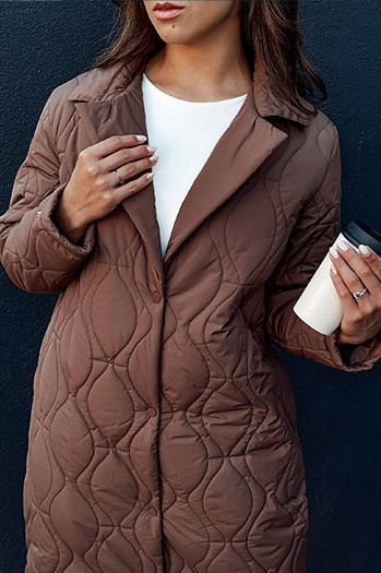 Langer Damen Steppmantel TRENDIFY braun Dstreet TY4379