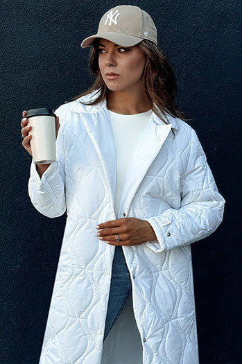Langer Damen-Steppmantel TRENDIFY Weiß Dstreet TY4380