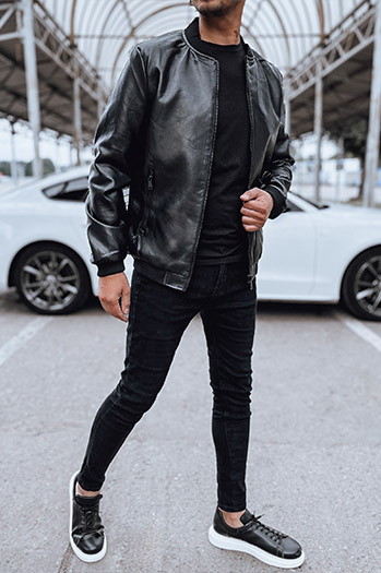 Herren Lederbomberjacke schwarz Dstreet TX4706