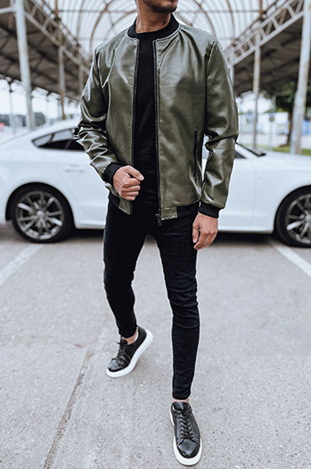 Herren Lederbomberjacke grün Dstreet TX4707