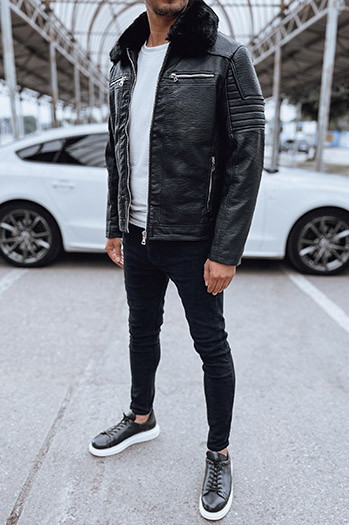 Herren Lederjacke schwarz Dstreet TX4710
