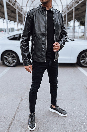 Herren Lederjacke schwarz Dstreet TX4714