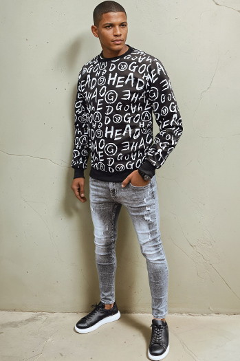 Herren Sweatshirt ohne Kapuze schwarz Dstreet BX5742