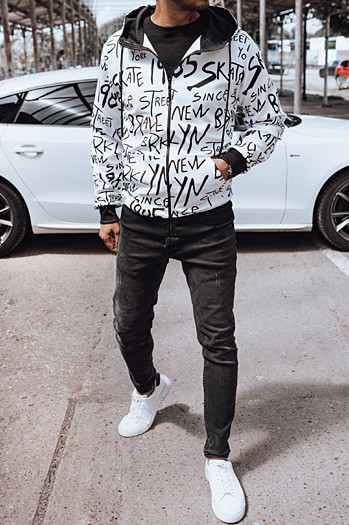 Herren Kapuzenpulli mit Reißverschluss weiß Dstreet BX5788