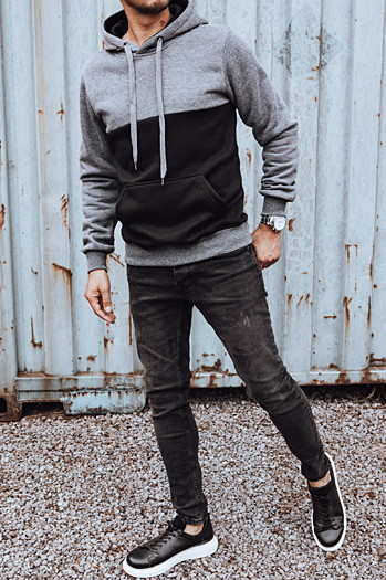 Herren Kapuzenpulli dunkelgrau Dstreet BX5798