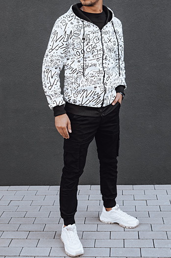 Herren Kapuzenpulli mit Reißverschluss weiß Dstreet BX5811