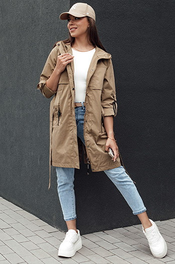 MODERNS Damen Parka Jacke dunkelbeige Dstreet TY4389