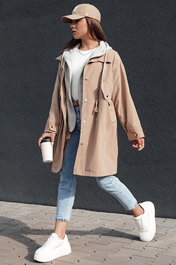 Damen MODERN LOOK Parka Jacke beige Dstreet TY4396
