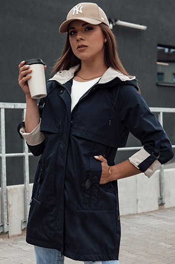 Damen Parka Jacke mit Kapuze STYLE QUEEN navy blau Dstreet TY4408