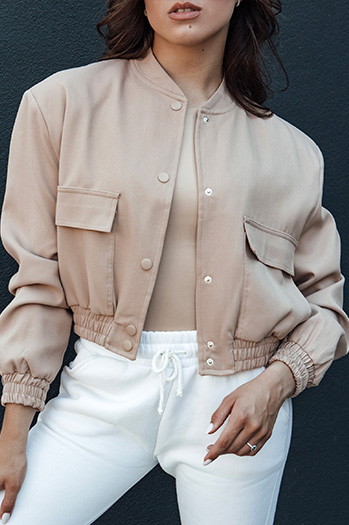 Kurze Damen-Bomberjacke VERPI beige Dstreet TY4409