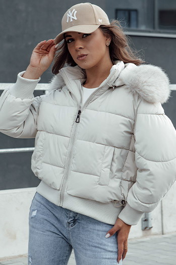 Gesteppte Damen Winterjacke mit Fell COLDPACK weiß Dstreet TY4429