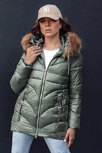 Damen Winterjacke mit Kapuze WINTERCHIC grün Dstreet TY4435