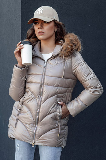 Damen WINTERCHIC Winterjacke mit Kapuze camel Dstreet TY4438