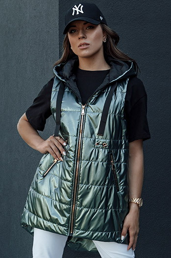 Damen Steppweste PIXIECODE dunkelgrün Dstreet TY4445