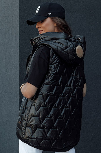 Damen Steppweste mit Kapuze GLITZY schwarz Dstreet TY4447