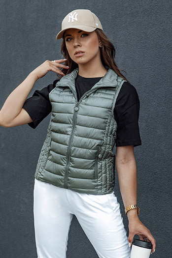Damen Steppweste mit Stehkragen STYLISHZ grün Dstreet TY4448