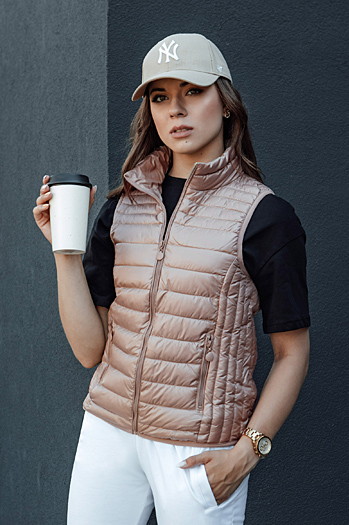 Damen Steppweste mit Stehkragen STYLISHZ rosa Dstreet TY4449