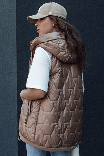 Damen Steppweste mit Kapuze COLINE gold Dstreet TY4461
