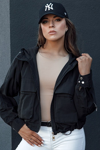 Damen Übergangsjacke mit Kapuze BUNOL schwarz Dstreet TY4469