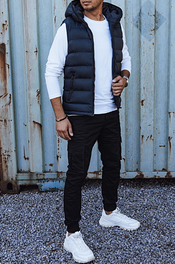 Herren Steppweste mit Kapuze navy blau Dstreet TX4751