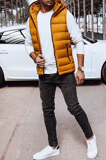 Herren Steppweste mit Kapuze gelb Dstreet TX4752