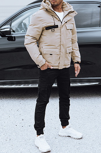 Herren Winterjacke mit Kapuze beige Dstreet TX4776