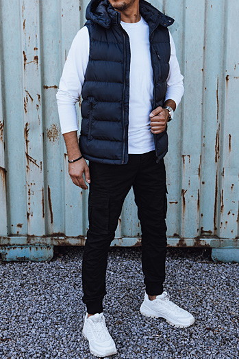 Herren Steppweste mit Kapuze blau Dstreet TX4780