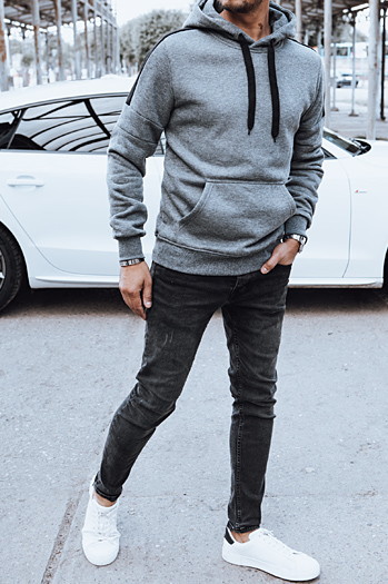 Herren Kapuzenpulli dunkelgrau Dstreet BX5825