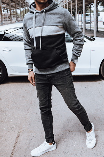 Herren Kapuzenpulli dunkelgrau Dstreet BX5826
