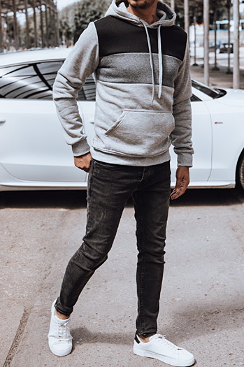 Herren Kapuzenpullover hellgrau Dstreet BX5830