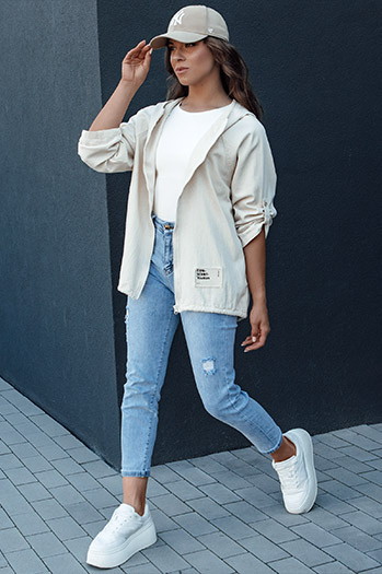 Damen Übergangsjacke mit Kapuze MANDIA hellbeige Dstreet TY4479