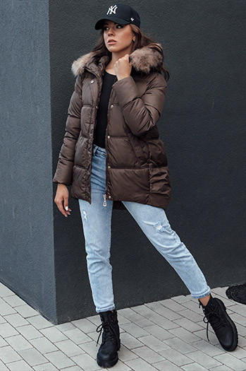 Damen Winterjacke mit Kapuze STELLAR coffee Dstreet TY4493