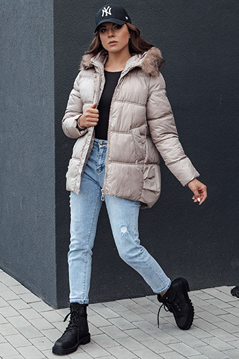 Damen Winterjacke mit Kapuze STELLAR beige Dstreet TY4494