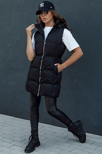 Gesteppte lange Damenweste VIANA schwarz Dstreet TY4504
