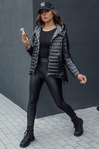Damen-Zwei-Wege-Übergangsjacke JIMA schwarz Dstreet TY4506
